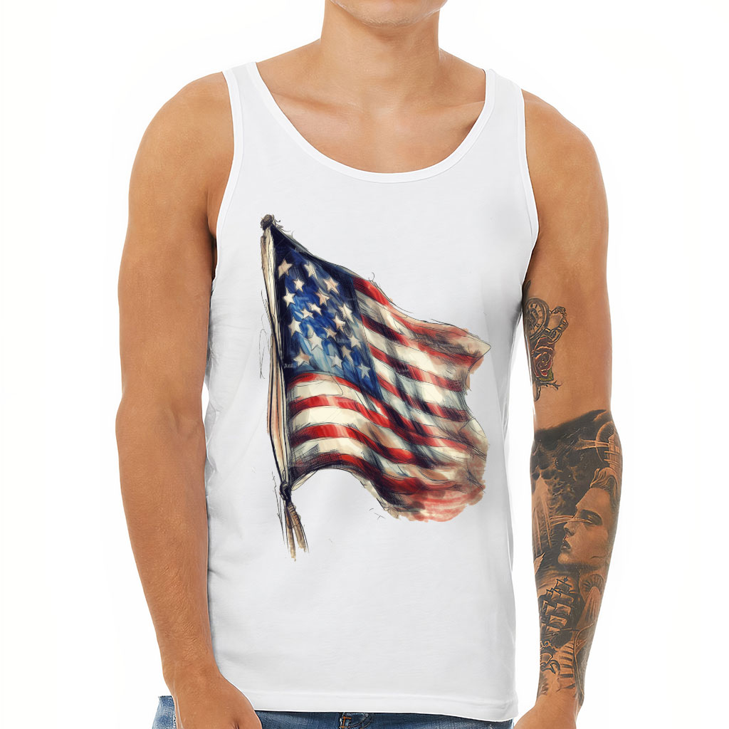 USA Flag Painting Tank - Patriotic Workout Tank - America Jersey Tank